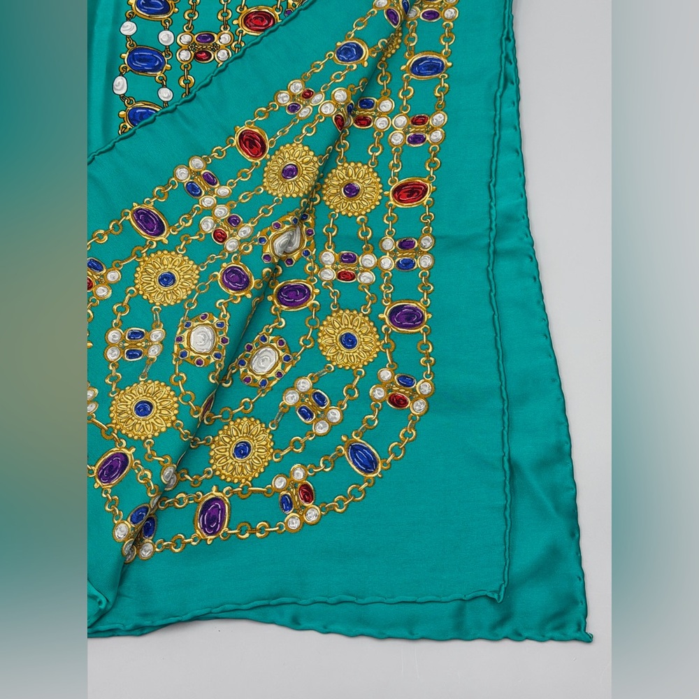 Chanel CC Teal Jewels Silk Scarf - Picture 7 of 9